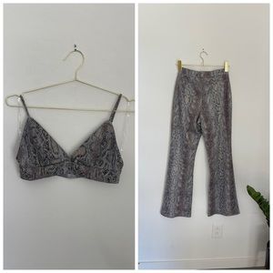 STEVE MADDEN 90s Y2K Style Snakeskin Pants & Bralette Matching Set Size M NWT